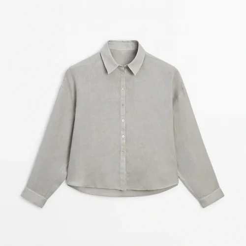 Spring Autumn Simple Turn-down Collar Long Sleeve Women’s Cotton Linen Shirts High Quality 100% Flax Blouse