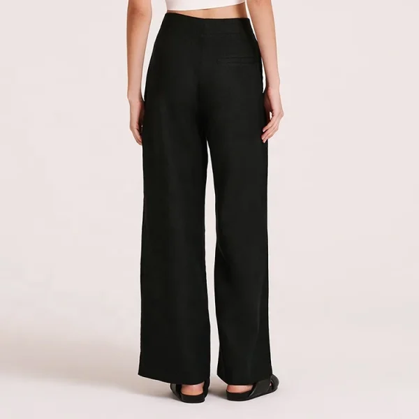 Casual Loose Straight Pant Ladies High Waist Plus Size Wide-leg Trousers Cotton Linen Pants for Women - Image 4