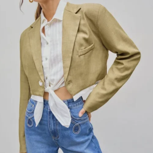 New Arrival  Fashion Ladies Style Long Sleeve Women Suit Blazer Short Crop V-neck Single Button Jacket Suit for Women
