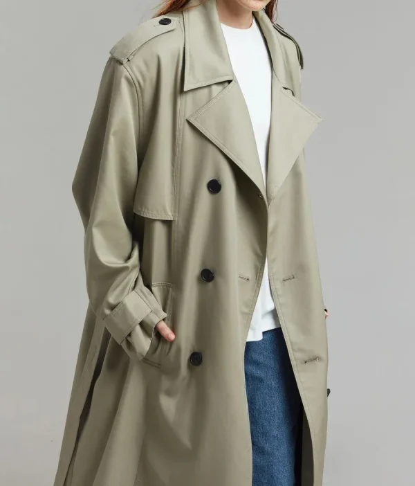 Women Coats Fashion Woven Cotton Twill Trench Coat Windproof Winter Long Coat Women - Image 2