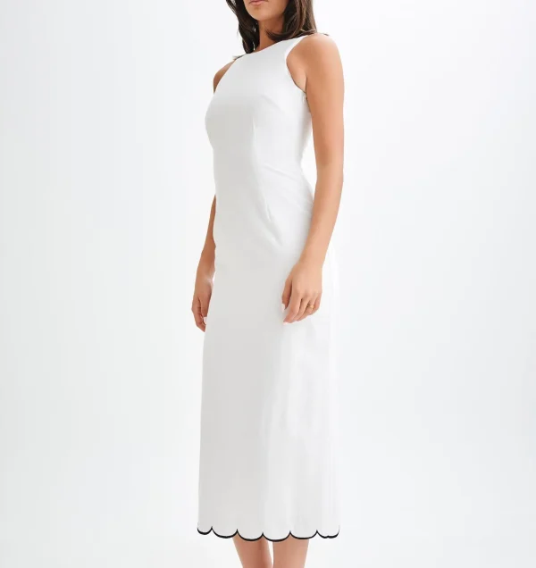 Elegant Sleeveless Linen Viscose Midi Dress for Office Party Timeless Style Linen Dress - Image 3