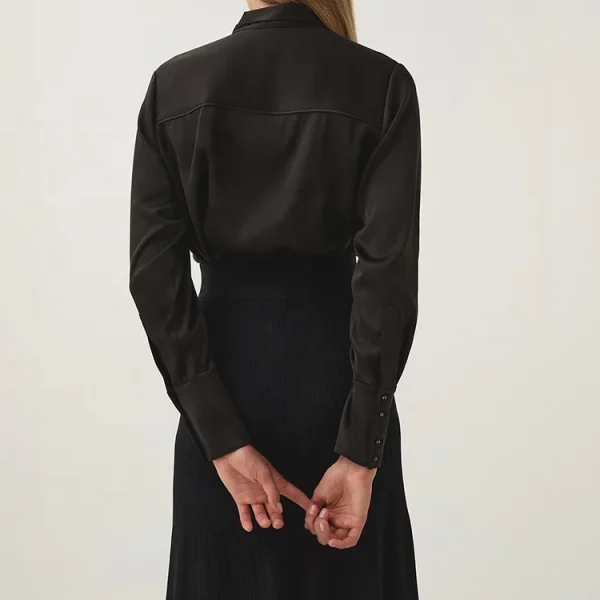 Women Long Sleeve Cotton Linen Formal Shirts Bow Solid Color Single Breasted Button Blouse Tops High Quality Shirt - Image 5