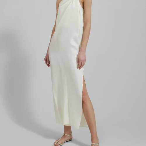 Elegant One Shoulder Sleeveless Slim Fit Satin Women Maxi One-Shoulder Casual Dress