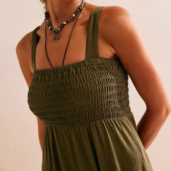 High Quality Summer Solid Color Jumpsuit Halter Sleeveless Causal Wide Leg Loose Pants Women Jumpsuit - Image 2