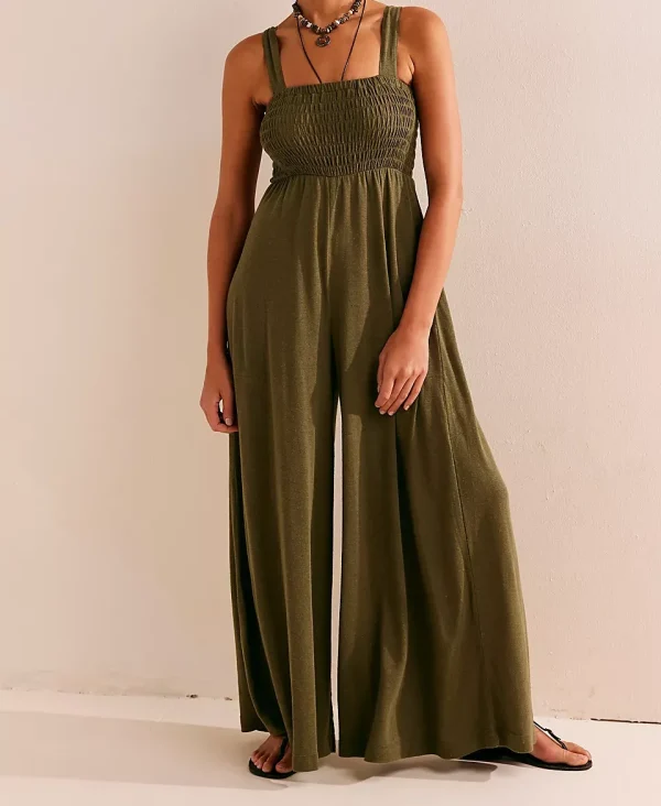 High Quality Summer Solid Color Jumpsuit Halter Sleeveless Causal Wide Leg Loose Pants Women Jumpsuit