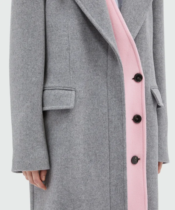Contracting Color Layer Design Padded Shoulder Trench Coat Women Wool Coats for Women - Image 4