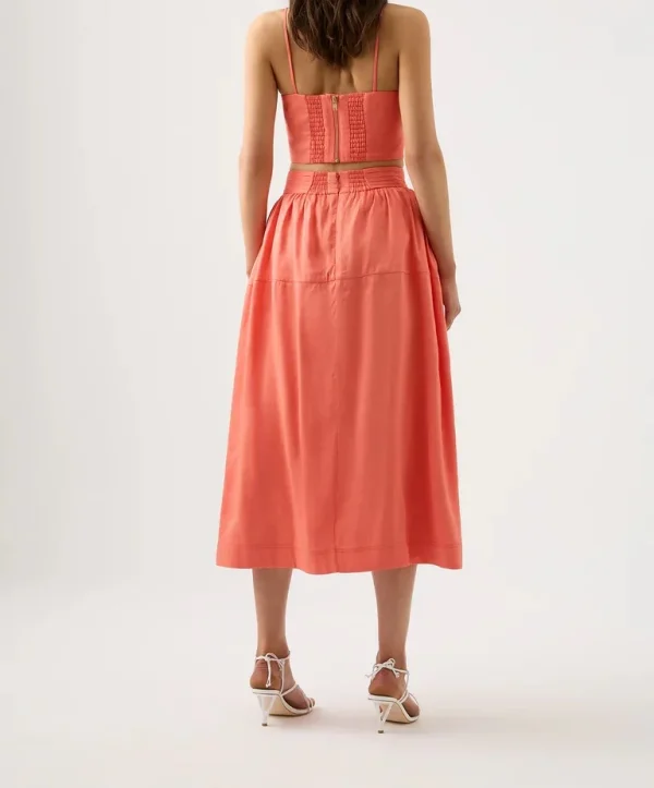 Best Quality High Waist Flare Midi Skirt Casual Relaxed Women Midi Skirt - Image 4
