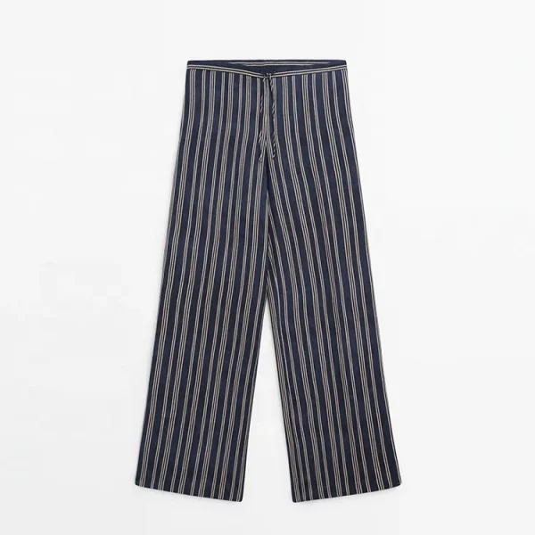 Eco Friendly Linen Wide Leg Drawstring High Waist Women Pants Casual Wear 100% Cotton Linen Trouser High Quality - Image 5
