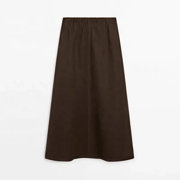 High Quality Elegant Comfortable Cotton Linen Fabric Women's Long Skirt Luxury Drawstring Maxi Skirts - Image 5