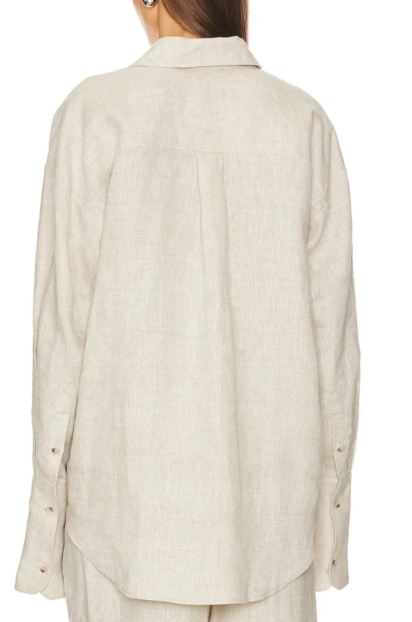 New Arrival 100% Organic Linen Shirts Breast Flap Pockets With Button Closure Women Shirts - Image 6