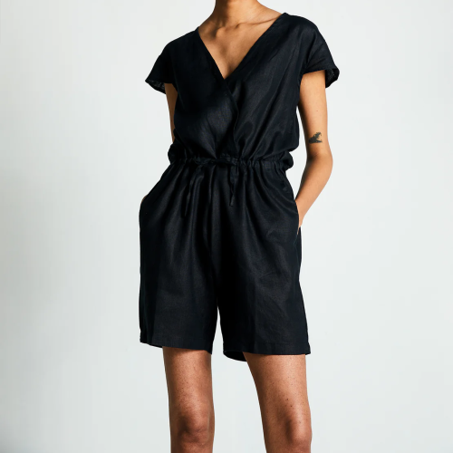 Summer Hot Selling Women Jumpsuit  Casual V-neck Short Sleeve Wide Leg Pants Women Short Jumpsuits