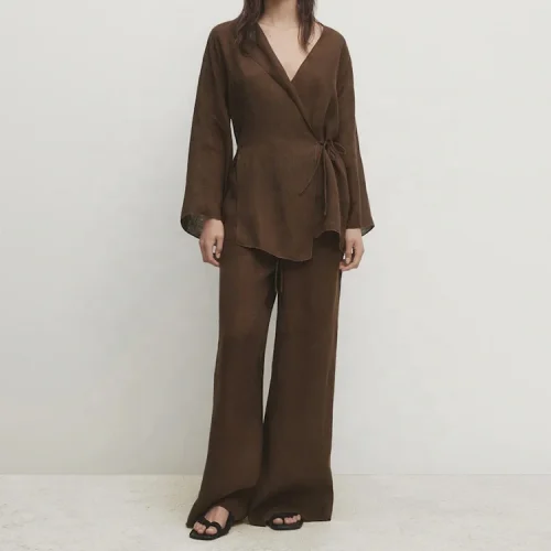 New Design Women’s Cotton Linen Blend Soft Floor-length Pants Breathable Lightweight Large Size Straight Trousers