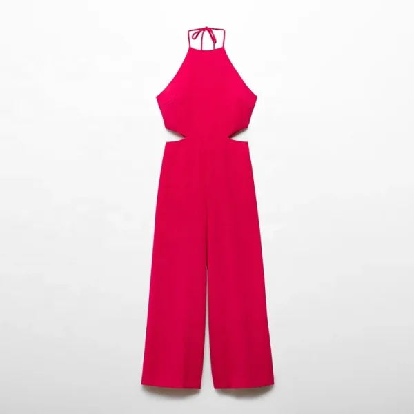 Top Fashion Halter Jumpsuit With Slits Summer Formal Elegant Ladies One Piece Cotton Linen Jumpsuits for Women - Image 5