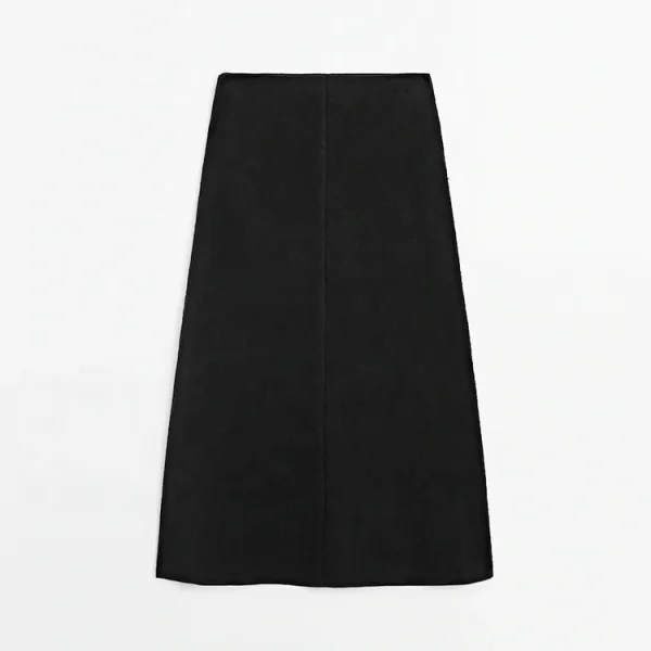 Simple Women's Skirt Summer High Waist Pure Cotton Linen Black Slimming Skirts for Women - Image 4
