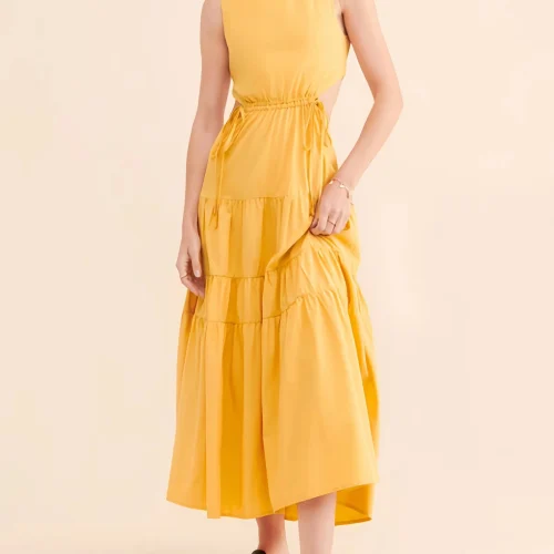 Casual Dresses Sexy Sleeveless Back Hollow Out Bow Cotton Linen Summer Dress Ruched Maxi Dress