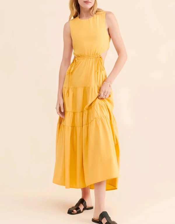Casual Dresses Sexy Sleeveless Back Hollow Out Bow Cotton Linen Summer Dress Ruched Maxi Dress