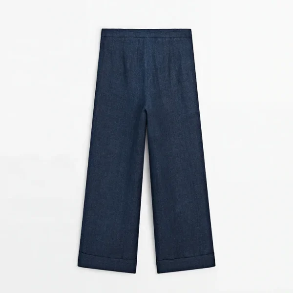 Top Fashion Casual Loose Solid Color Lightweight High Waist Straight Plus Size Leg Trousers Cotton Linen Pants for Women - Image 6