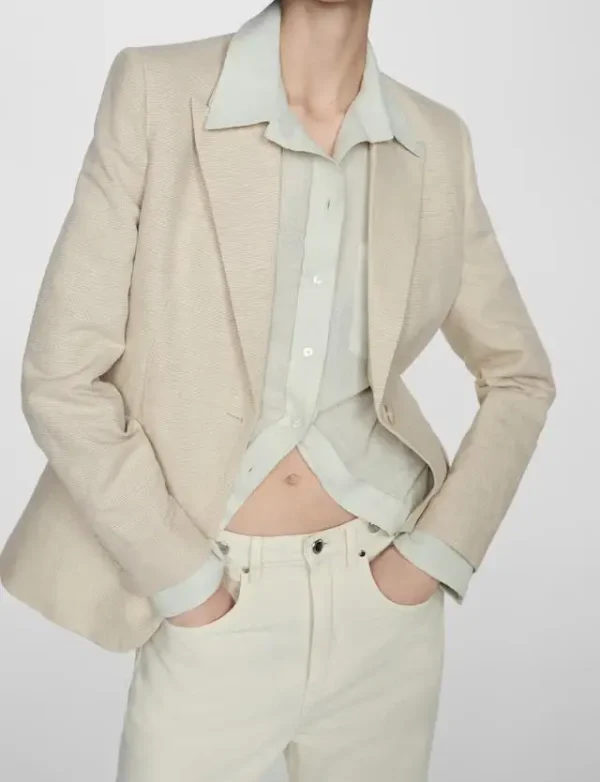 New Design Casual Cotton Linen Jackets Ladies Business Blazer High Quality  Lapel V-neck Collar Women Linen Suit Jacket - Image 2