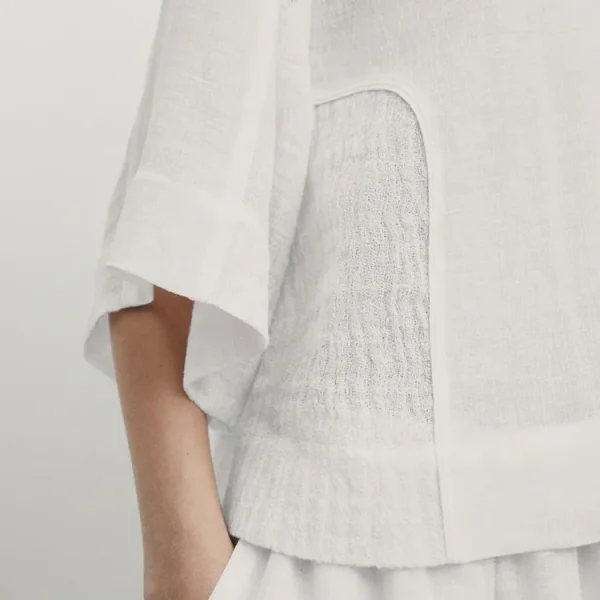 Women White Cotton Linen Shirt Tops Lady Long Sleeve Office Wear Plus Size Plain Casual Ladies Formal Blouse - Image 4