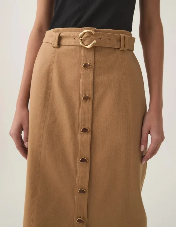 Fashion Style High Quality Cargo Skirt 100%Cotton Button Closure Midi Skirt Long Skirt for Women - Image 3