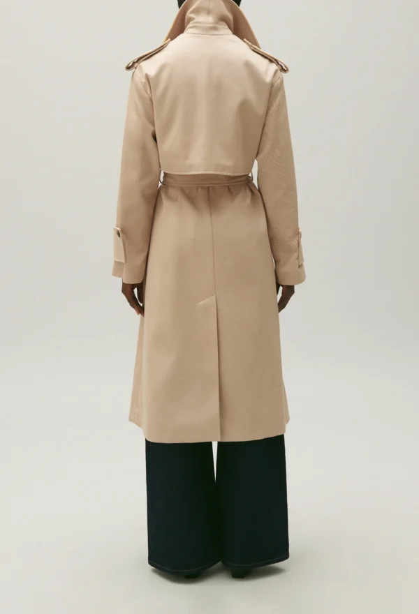 Women Fashion Double Breasted Cotton Trench Coat Stand Collar Women Vintage Casual Basic Coat - Image 5