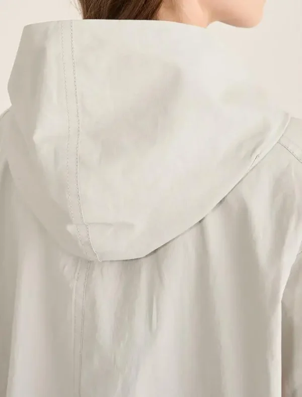 New Fashion Design 100% Linen Hooded Trench Coat Front Button Closure Women Linen Suit Coat - Image 3