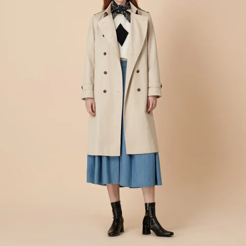Comfortable Regular Fit Long Trench Coat Double Breasted Women Long Coat