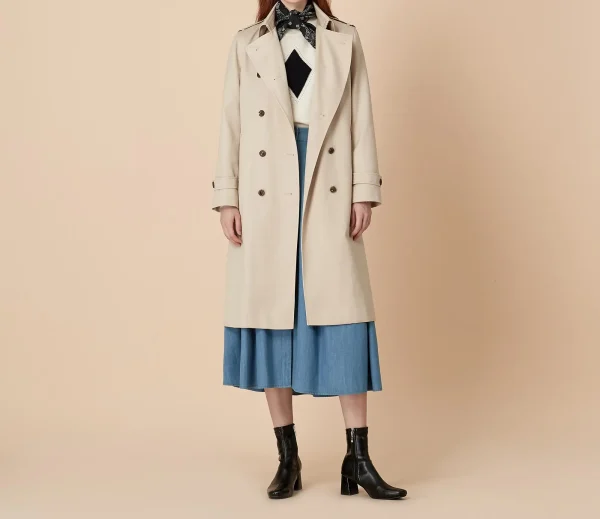 Comfortable Regular Fit Long Trench Coat Double Breasted Women Long Coat