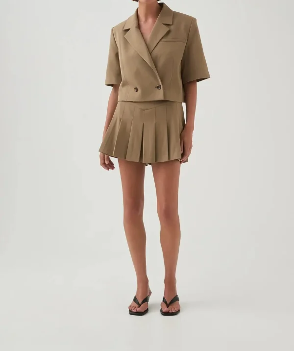 Summer Casual Short Sleeve Blazer Top Khaki Versatile Shirt Style Stylish for Work Daily Wear Blouse - Image 3