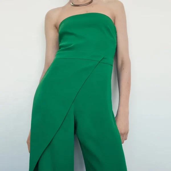 Hot Sale Summer Temperament Sleeveless Strapless Fashion Women Rompers Casual Linen Cotton Ladies Formal Jumpsuit - Image 4