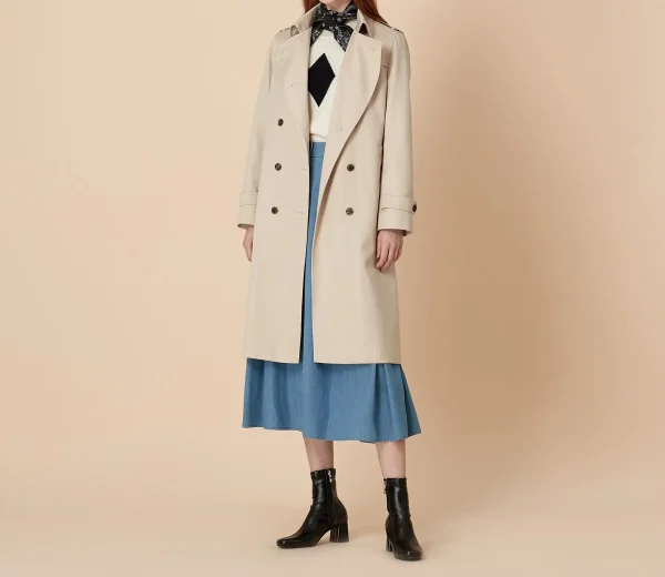 Comfortable Regular Fit Long Trench Coat Double Breasted Women Long Coat - Image 3