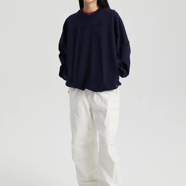 High Quality Double-layer Threaded Pullover Sweatshirt Long Sleeve Casual Loose Tops - Image 2