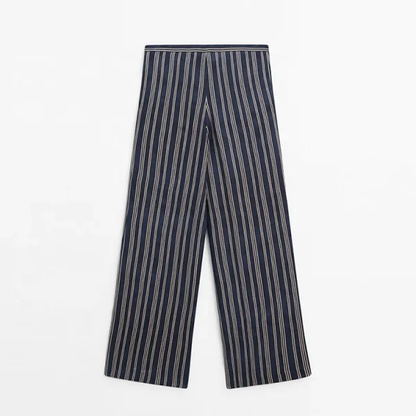Eco Friendly Linen Wide Leg Drawstring High Waist Women Pants Casual Wear 100% Cotton Linen Trouser High Quality - Image 6