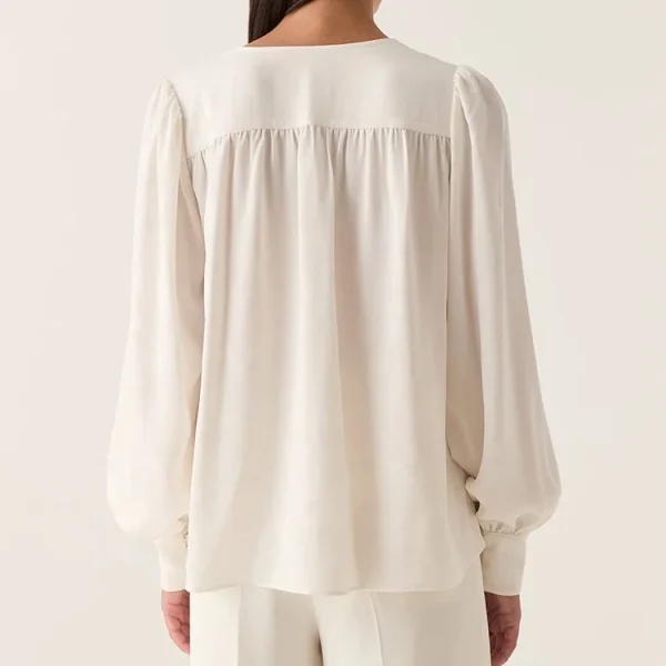 Long Sleeve Cotton White Linen Blouse High Quality Lady Elegant Shirt for Women - Image 4