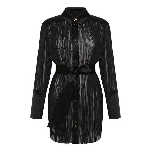 Ladies Lapel Long Sleeve Flax Shirt Slim High Quality Luxury Linen Cotton Fabric Women's Blouse Top - Image 2