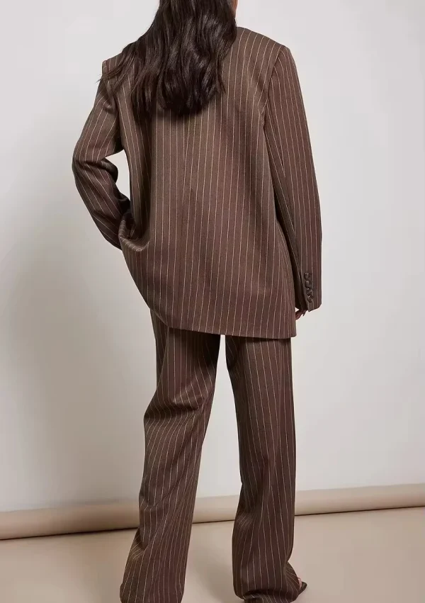 Ladies Officewear Striped Oversized Blazer Women Sustainable Blazer Suits - Image 3