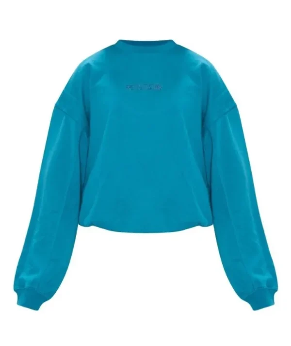 Fashion Oversized Embroidered Gathered Hem Sweatshirt Cotton Long Sleeve Casual Women Hoodie - Image 4