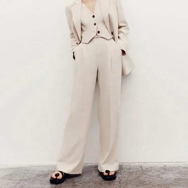High Quality New Summer Cotton Linen Women Clothing Casual Office Ladies Trousers Wide-leg Straight Pants - Image 6