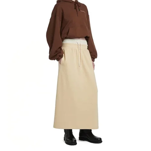 New Design Double Waist Lounge Skirt Women Casual Streetwear Midi Skirt