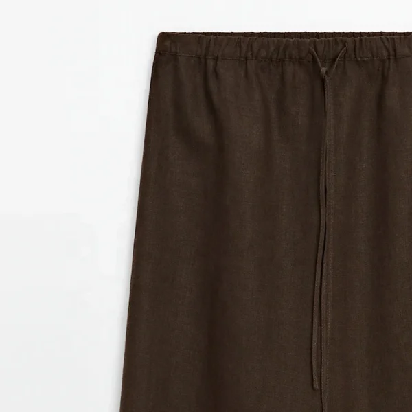 High Quality Elegant Comfortable Cotton Linen Fabric Women's Long Skirt Luxury Drawstring Maxi Skirts - Image 6