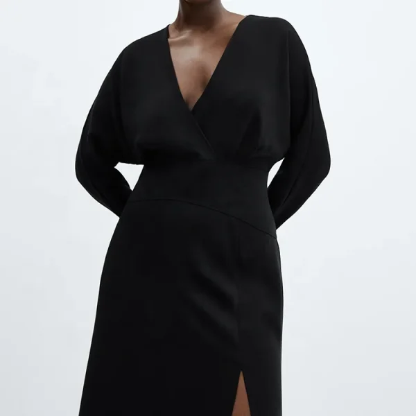 Clothing Spring Autumn Long Sleeve Elegant Maxi Dresses Casual High Split Women Cotton Linen Dress - Image 5