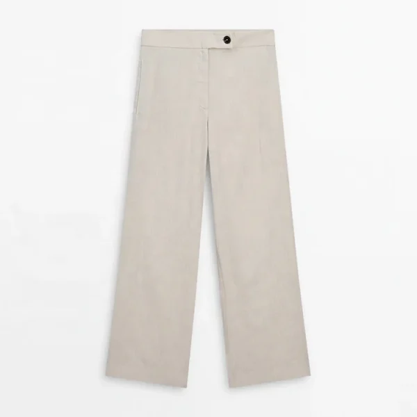 High Quality Fashion Lady Casual Loose Plus Size Wide Leg Pants Women High Waist Elegant Formal Pure Linen Trousers - Image 5