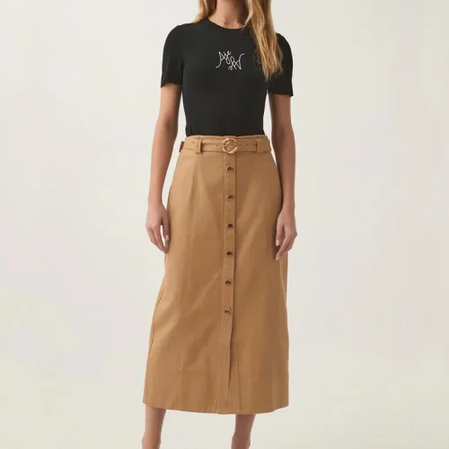 Fashion Style High Quality Cargo Skirt 100%Cotton Button Closure Midi Skirt Long Skirt for Women