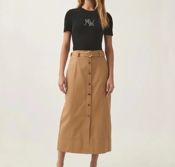 Fashion Style High Quality Cargo Skirt 100%Cotton Button Closure Midi Skirt Long Skirt for Women
