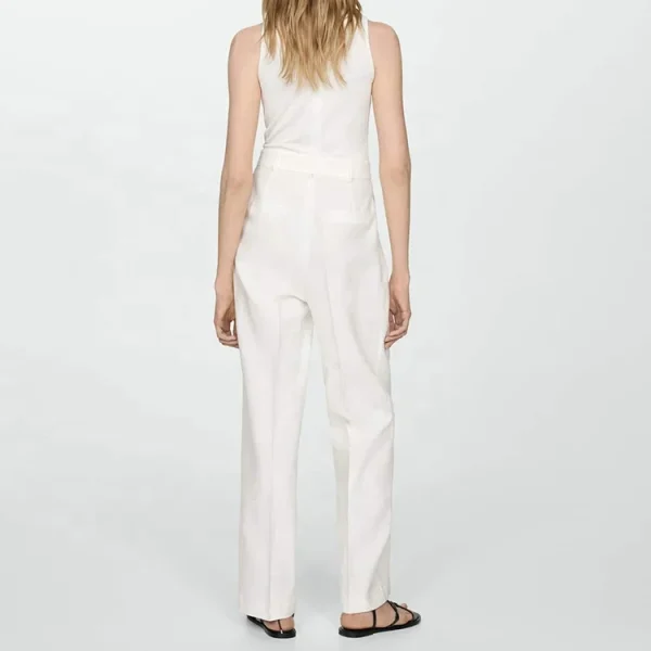 Top Fashion New Summer Clothing Elegant Office Lady White Linen Jumpsuit Women Rompers Casual Bodysuit With Belt - Image 3