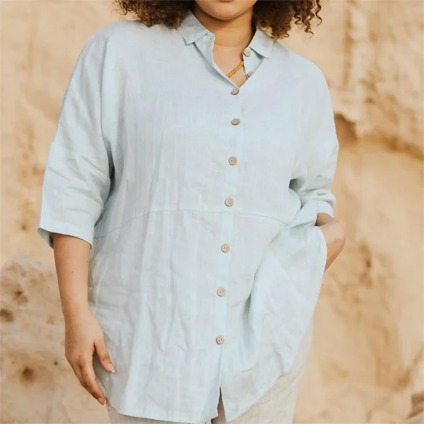 New High Quality Fashion Summer Linen Tunic Shirts Women Summer Elegant Long Sleeve Casual Linen and Cotton Blouses - Image 5