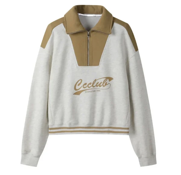 New Arrival Design Vintage Fleece Sweatshirt Winter Warm Stand Collar Long Sleeve Women Sweatshirt - Image 6