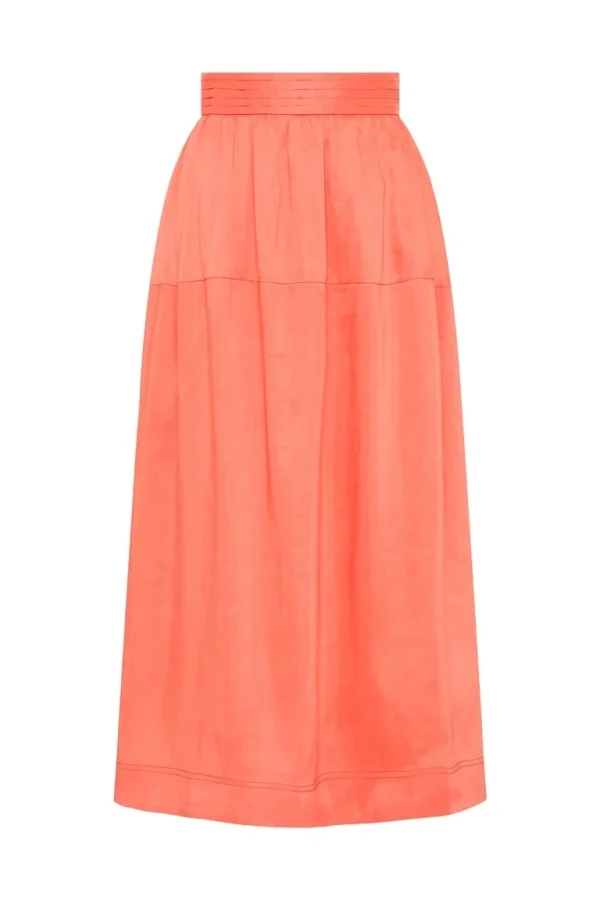 Best Quality High Waist Flare Midi Skirt Casual Relaxed Women Midi Skirt - Image 5