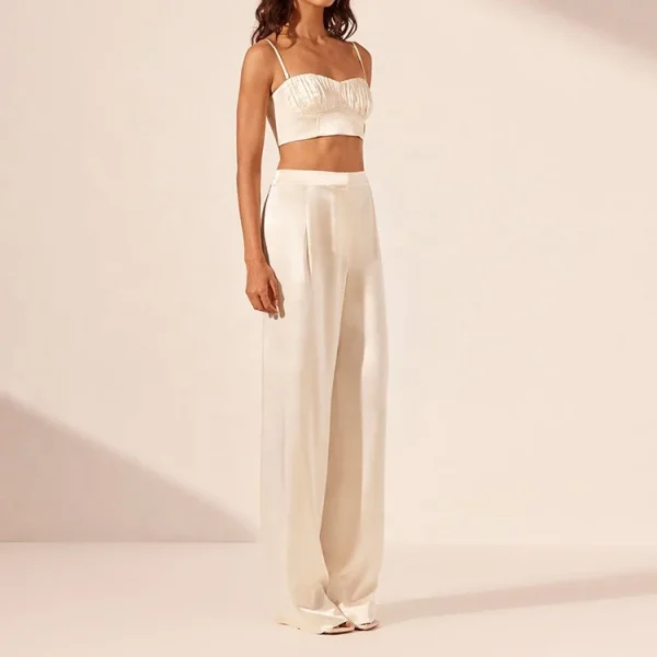 New Fashion Flax Clothing Casual Lady Loose Floor -length Formal Trousers High Waist Wide-leg Pants for Women - Image 2