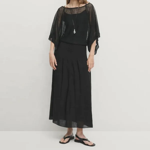 High Quality New Fashion Linen Cotton Solid Skirts for Women's Loose Plus Size Long Ladies Skirt - Image 3